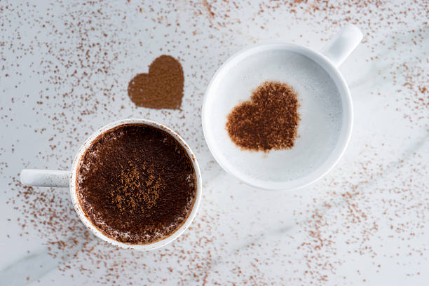 hot drink with heart shape cocoa mark