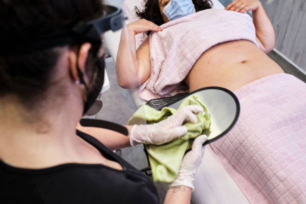 A treatment in aesthetics center of diathermy