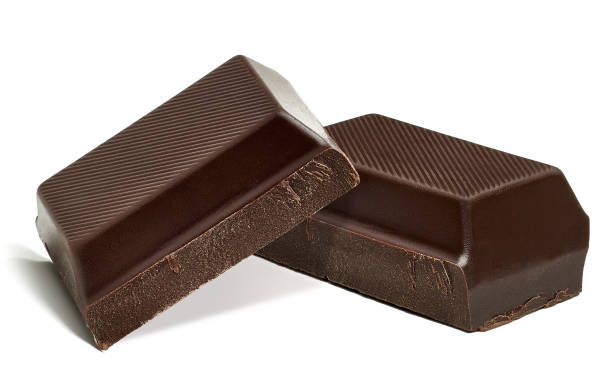 Chocolate bars and curls isolated on white background