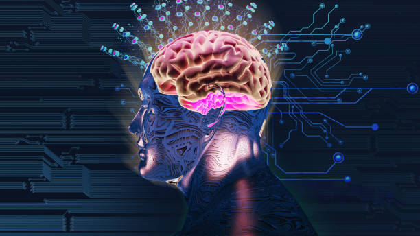 digital computer brain on circuit board.Brain Concepts